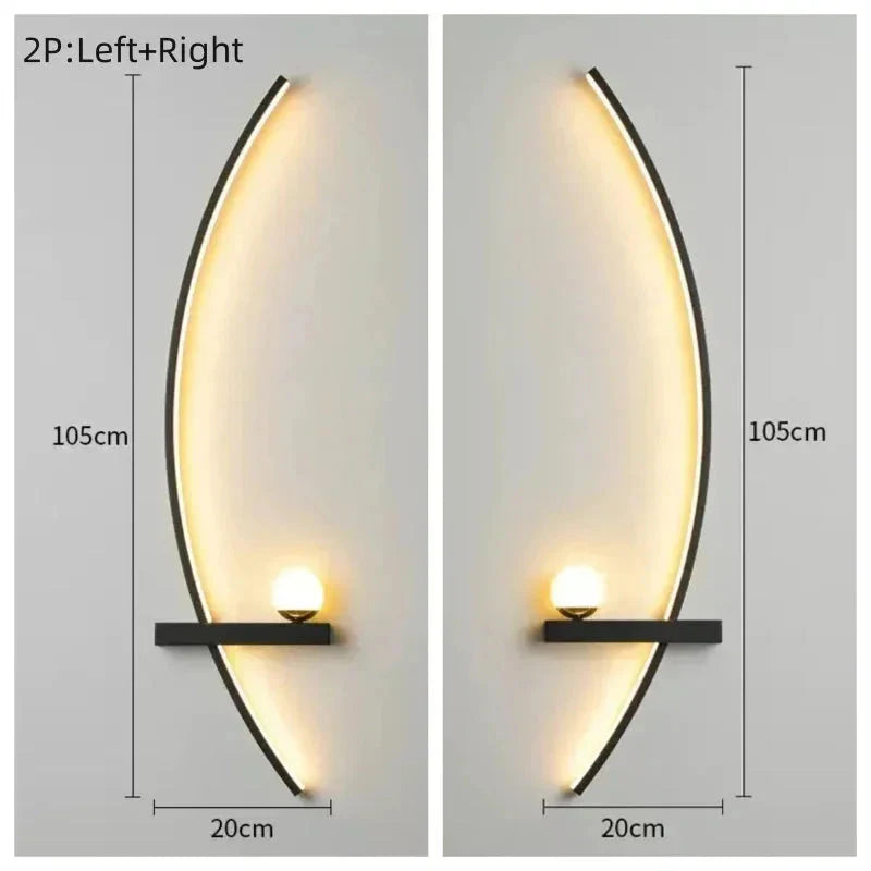Modern LED Wall Lamp – Minimalist Art Design for Bedroom, Living Room, and Bathroom, Gold/Black - Roots & Wings Home Goods