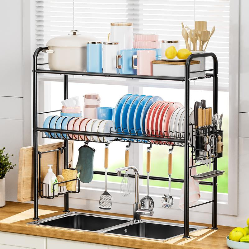 【Holiday Deals】San Dream over Sink Rack Kitchen over the Sink Dish Drying Rack Organizer Large Space Saving Dish Drainer Countertop Dishes Rack on Counter Caddy Utensil Metal Organizer 1&2 Tiers - Roots & Wings Home Goods