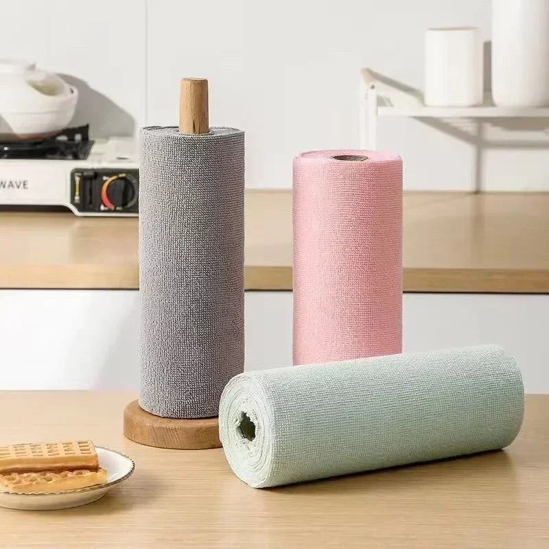Reusable Cleaning Wipe Household Kitchen Cloth Microfiber Towel Rolls Dish Rags Wash Paper Towel Replacement 1 Roll of 20 Sheets - Roots & Wings Home Goods