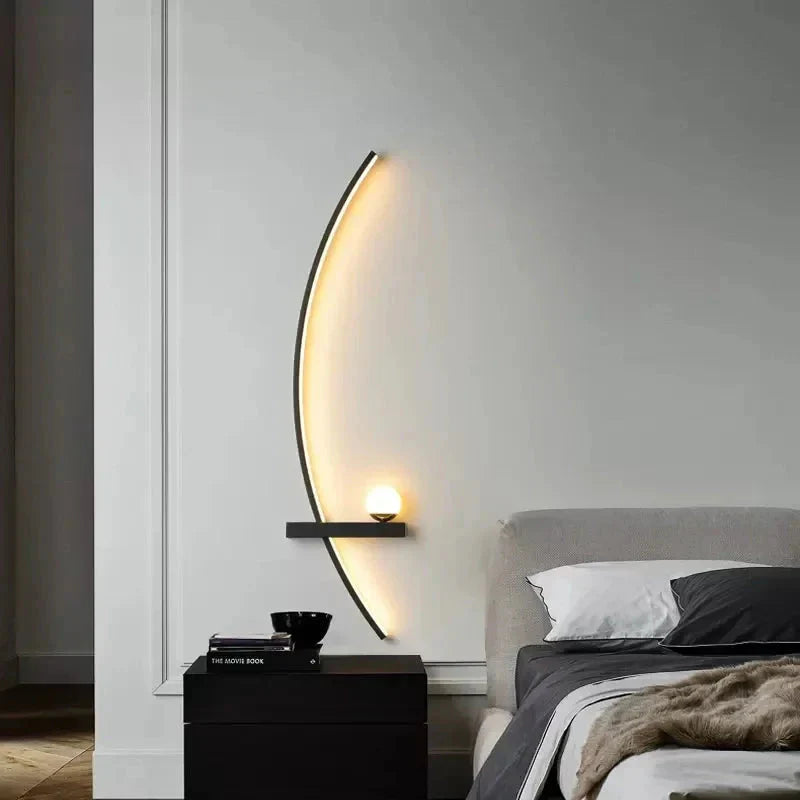 Modern LED Wall Lamp – Minimalist Art Design for Bedroom, Living Room, and Bathroom, Gold/Black - Roots & Wings Home Goods