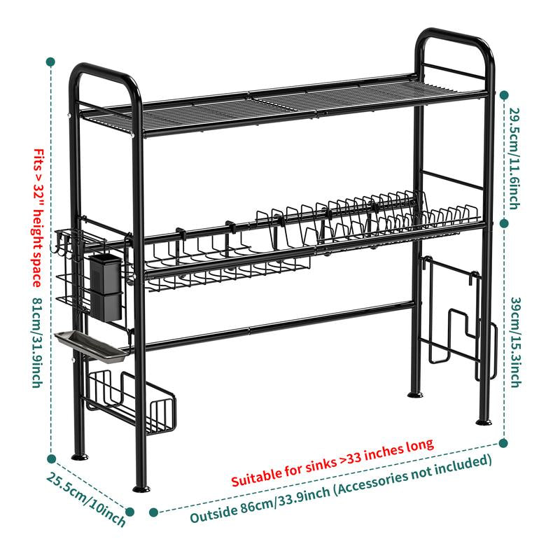 【Holiday Deals】San Dream over Sink Rack Kitchen over the Sink Dish Drying Rack Organizer Large Space Saving Dish Drainer Countertop Dishes Rack on Counter Caddy Utensil Metal Organizer 1&2 Tiers - Roots & Wings Home Goods