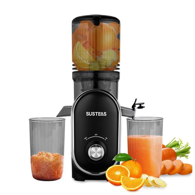 SUSTEAS Cold Press Juicer, 5.3 Inch Large Feed Opening, Slow Masticator Chute, for Whole Vegetables and Fruits, High Yield, Easy to Clean Springtok Steel - Roots & Wings Home Goods