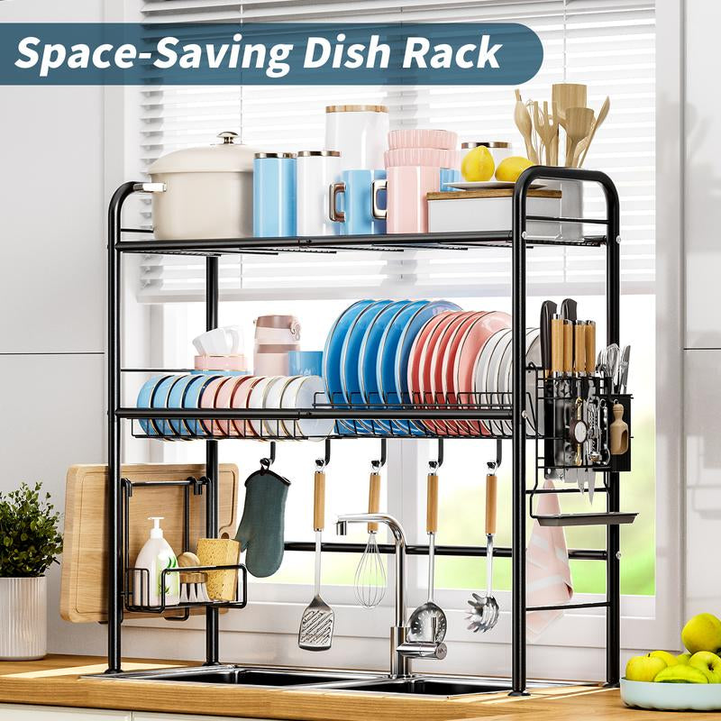 【Holiday Deals】San Dream over Sink Rack Kitchen over the Sink Dish Drying Rack Organizer Large Space Saving Dish Drainer Countertop Dishes Rack on Counter Caddy Utensil Metal Organizer 1&2 Tiers - Roots & Wings Home Goods
