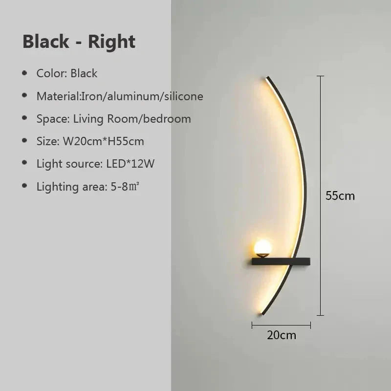 Modern LED Wall Lamp – Minimalist Art Design for Bedroom, Living Room, and Bathroom, Gold/Black - Roots & Wings Home Goods