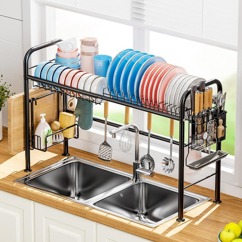 【Holiday Deals】San Dream over Sink Rack Kitchen over the Sink Dish Drying Rack Organizer Large Space Saving Dish Drainer Countertop Dishes Rack on Counter Caddy Utensil Metal Organizer 1&2 Tiers - Roots & Wings Home Goods