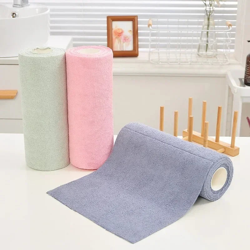 Reusable Cleaning Wipe Household Kitchen Cloth Microfiber Towel Rolls Dish Rags Wash Paper Towel Replacement 1 Roll of 20 Sheets - Roots & Wings Home Goods