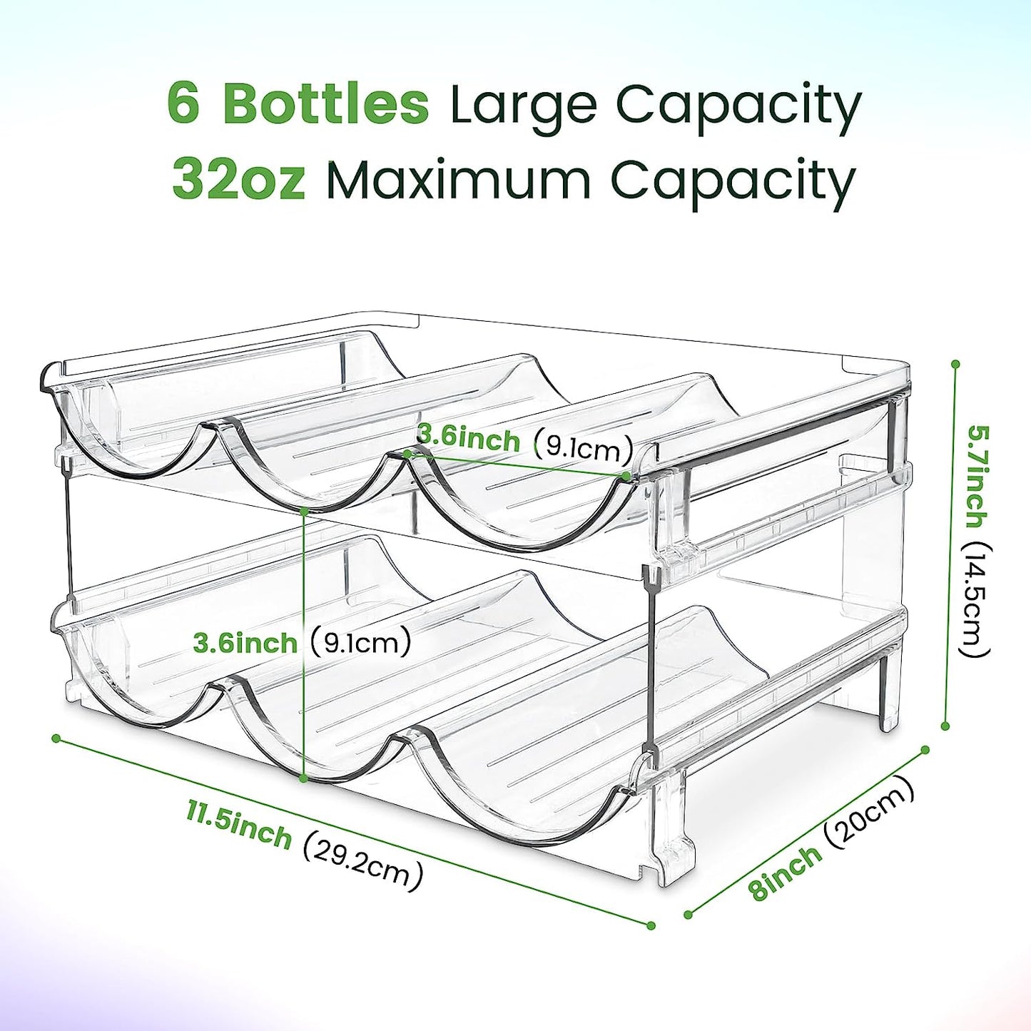Water Bottle Organizer for Cabinet, Water Bottle Storage Organizer, 2 Packs Water Bottle Storage Rack, Water Bottle Holder for Cabinet, Stackable Water Bottle Storage Rack - Roots & Wings Home Goods