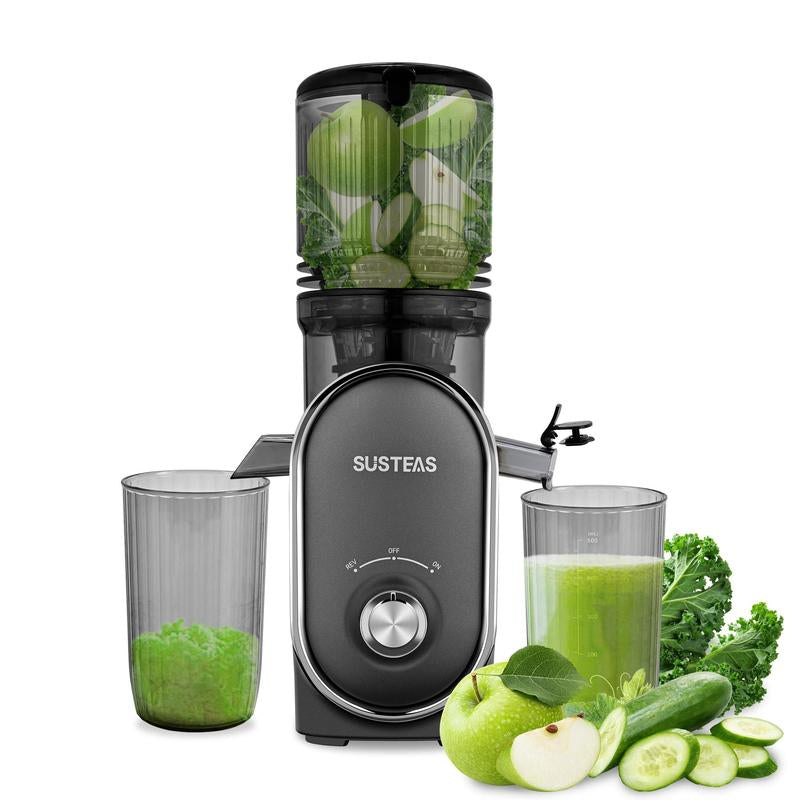 SUSTEAS Cold Press Juicer, 5.3 Inch Large Feed Opening, Slow Masticator Chute, for Whole Vegetables and Fruits, High Yield, Easy to Clean Springtok Steel - Roots & Wings Home Goods