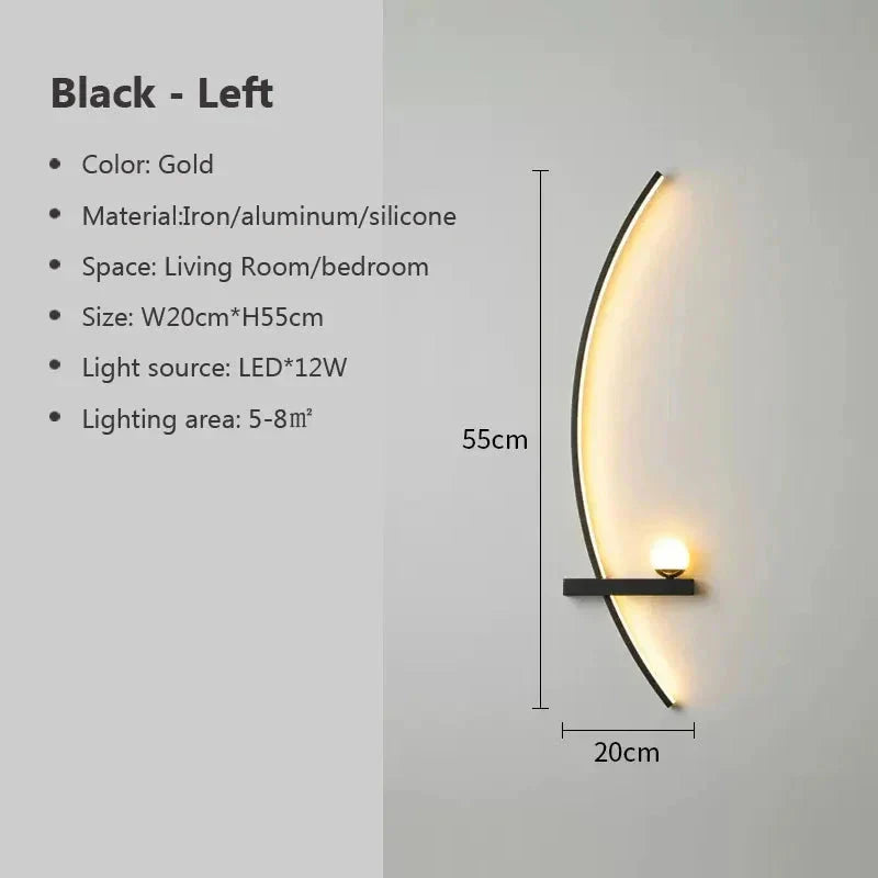 Modern LED Wall Lamp – Minimalist Art Design for Bedroom, Living Room, and Bathroom, Gold/Black - Roots & Wings Home Goods