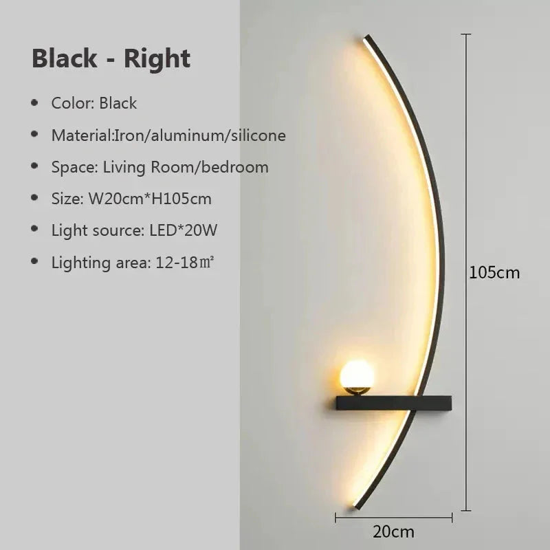 Modern LED Wall Lamp – Minimalist Art Design for Bedroom, Living Room, and Bathroom, Gold/Black - Roots & Wings Home Goods