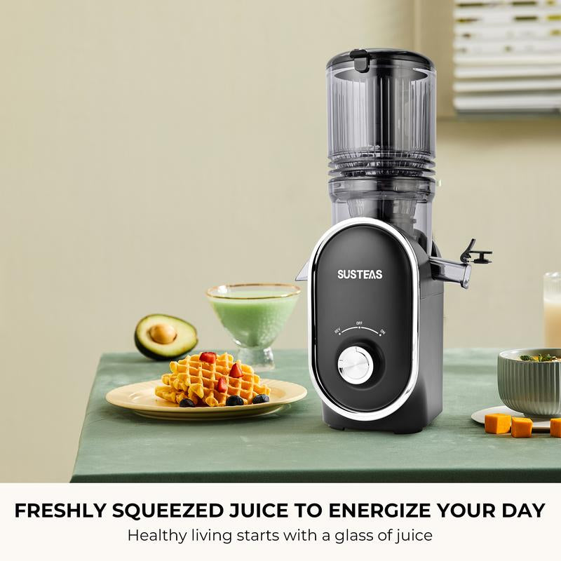 SUSTEAS Cold Press Juicer, 5.3 Inch Large Feed Opening, Slow Masticator Chute, for Whole Vegetables and Fruits, High Yield, Easy to Clean Springtok Steel - Roots & Wings Home Goods
