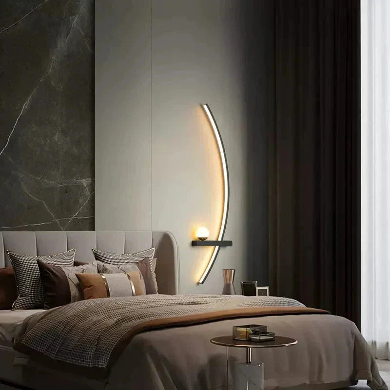 Modern LED Wall Lamp – Minimalist Art Design for Bedroom, Living Room, and Bathroom, Gold/Black - Roots & Wings Home Goods