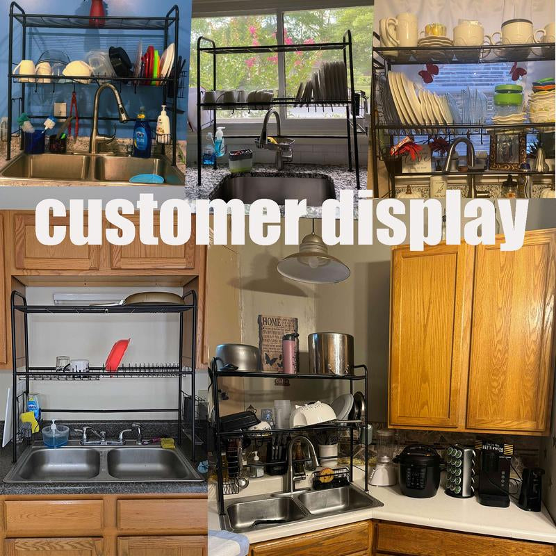 【Holiday Deals】San Dream over Sink Rack Kitchen over the Sink Dish Drying Rack Organizer Large Space Saving Dish Drainer Countertop Dishes Rack on Counter Caddy Utensil Metal Organizer 1&2 Tiers - Roots & Wings Home Goods