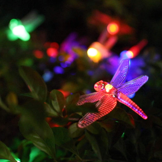 Dragonfly Solar String Lights Outdoor 25.6FT 30 LED Waterproof Solar Powered Fairy Lights, 8 Modes Decorative Lights for Patio Garden Yard Fence Wedding Christmas Party, Multicolor - Roots & Wings Home Goods