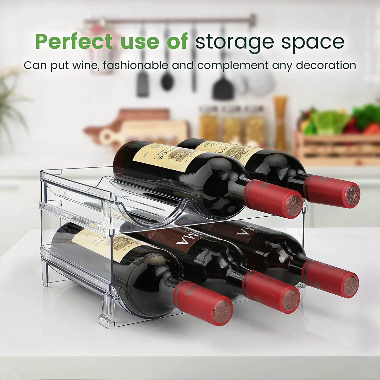 Water Bottle Organizer for Cabinet, Water Bottle Storage Organizer, 2 Packs Water Bottle Storage Rack, Water Bottle Holder for Cabinet, Stackable Water Bottle Storage Rack - Roots & Wings Home Goods