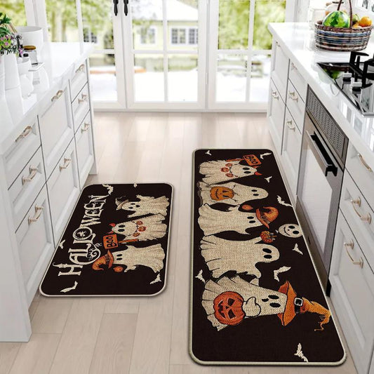 Halloween Themed Kitchen Mat Set, 2 Counts/Set Non-Slip Soft Floor Mat, Halloween Rug Set, Decorative Carpet for Home Kitchen Living Room Bedroom - Roots & Wings Home Goods