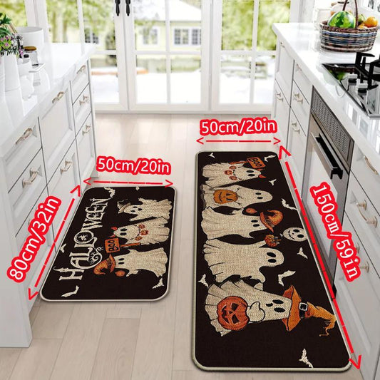 Halloween Themed Kitchen Mat Set, 2 Counts/Set Non-Slip Soft Floor Mat, Halloween Rug Set, Decorative Carpet for Home Kitchen Living Room Bedroom - Roots & Wings Home Goods