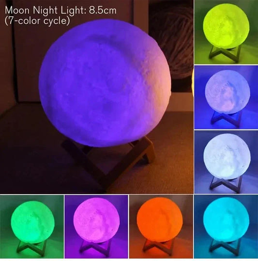 D5 Starry Moon Lamp 8Cm - LED Night Light with Stand, Perfect for Bedroom Decor and Gifts - Roots & Wings Home Goods