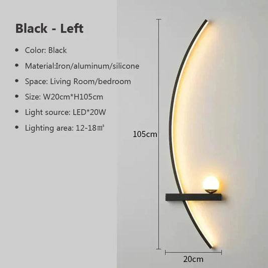 Modern LED Wall Lamp – Minimalist Art Design for Bedroom, Living Room, and Bathroom, Gold/Black - Roots & Wings Home Goods