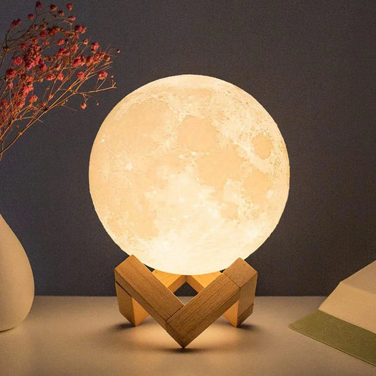 D5 Starry Moon Lamp 8Cm - LED Night Light with Stand, Perfect for Bedroom Decor and Gifts - Roots & Wings Home Goods