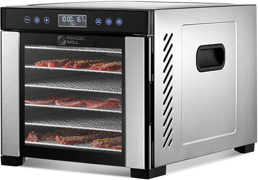 Pro Food Dehydrator Machine | 7 XL Stainless Steel Trays | Dryer for Jerky, Dog Treats, Herb, Meat, Beef, Fruit | Keep Warm Function, Digital Timer and Temperature Control, ETL Approved - Roots & Wings Home Goods