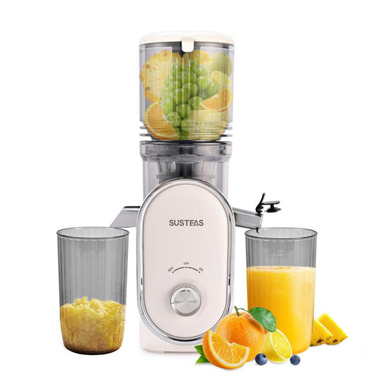 SUSTEAS Cold Press Juicer, 5.3 Inch Large Feed Opening, Slow Masticator Chute, for Whole Vegetables and Fruits, High Yield, Easy to Clean Springtok Steel - Roots & Wings Home Goods