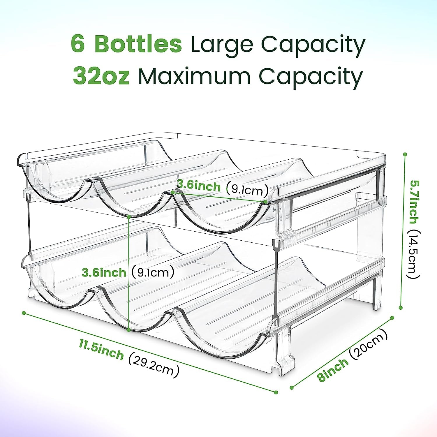 Water Bottle Organizer for Cabinet, Water Bottle Storage Organizer, 2 Packs Water Bottle Storage Rack, Water Bottle Holder for Cabinet, Stackable Water Bottle Storage Rack - Roots & Wings Home Goods