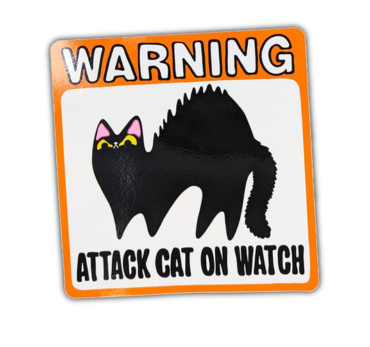 ATTACK Cat Watch Cat Window Cling Window Kitty Gift for Cat Lover Static Cling Guard on Duty - Roots & Wings Home Goods