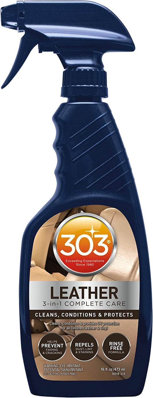 Leather 3-In-1 Complete Care - Cleans, Conditions, & Protects - Helps Prevent Fading & Cracking - Rinse Free Formula - Repels Dust, Lint, & Staining, 16 Fl. Oz. (30218CSR) Packaging May Vary - Roots & Wings Home Goods