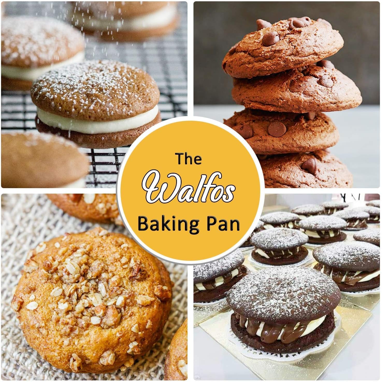 Silicone Whoopie Pie Baking Pans, 2 Pcs Non-Stick Muffin Top Pan. Food Grade and BPA Free Silicone, Great for Muffin, Eggs, Tarts and More, Dishwasher Safe - Roots & Wings Home Goods