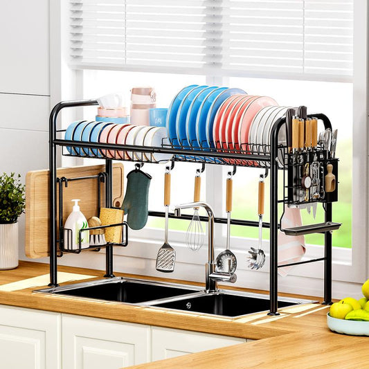 【Holiday Deals】San Dream over Sink Rack Kitchen over the Sink Dish Drying Rack Organizer Large Space Saving Dish Drainer Countertop Dishes Rack on Counter Caddy Utensil Metal Organizer 1&2 Tiers - Roots & Wings Home Goods