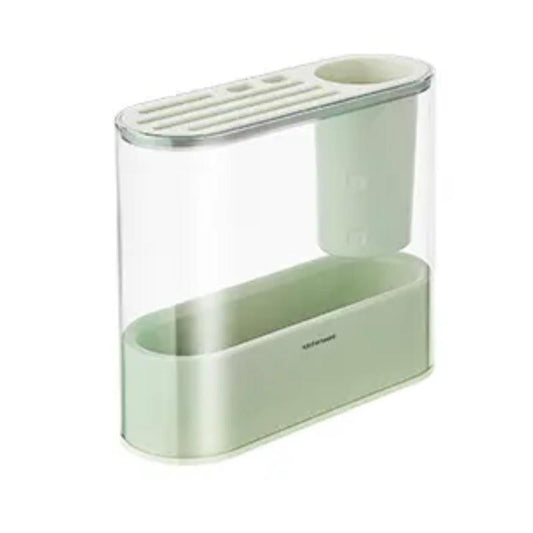 #3In1 Spice Organizer Rack,Kitchen Utensils Storage Holder with Drain Tray, Seasoning Countertop Storage Shelf Holder, Multi-Function Rack for Knife, Fork, Chopsticks,Green Cabinet Plastic - Roots & Wings Home Goods